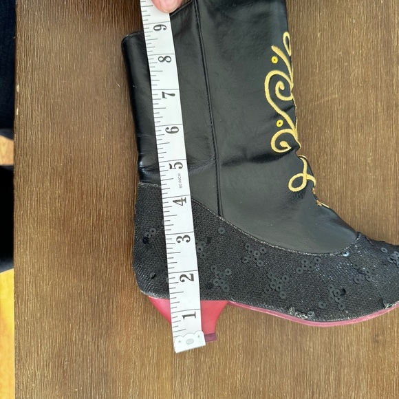 Disney Frozen Princess Anna Black Gold Costume Dress Up Boots Side Zip Girls2/3 - Picture 7 of 9